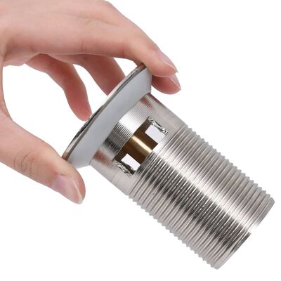 vidaXL Ventil scurgere push funcție de preaplin argintiu 6,4x6,4x9,1cm