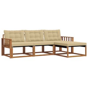 vidaXL Set de canapele de exterior cu pernă 4 pcs Natural și Bej