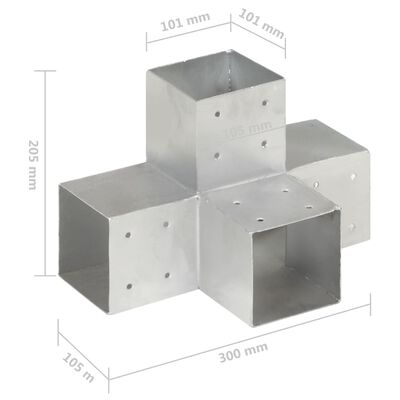 vidaXL Conectori grindă, formă X, 4 buc, 101x101 mm, metal galvanizat