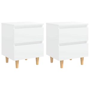 vidaXL Noptiere cu picioare lemn masiv pin, 2 buc., alb, 40x35x50 cm
