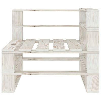 vidaXL Set mobilier de grădină din paleți, 7 piese, alb, lemn