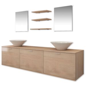vidaXL Set mobilier baie format din 8 piese cu chiuvete incluse, Bej