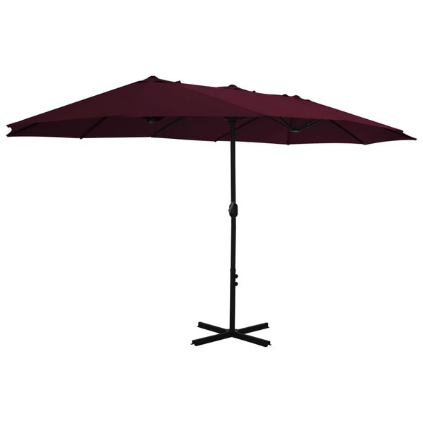 vidaXL Umbrelă soare exterior, stâlp aluminiu, roșu bordo, 460x270 cm