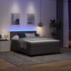 vidaXL Pat cu arc LED cu headboard Gri deschis și alb. 140 x 190 cm