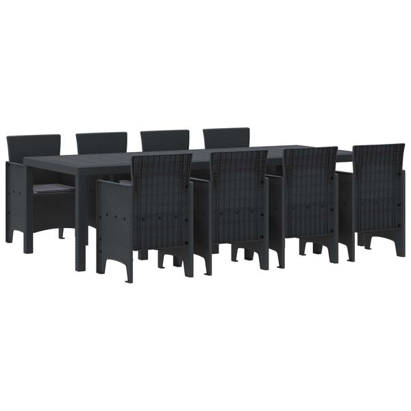 vidaXL Set de masă pentru grădină 9 pcs Antracit Polipropilenă