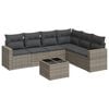 vidaXL Set canapele de grădină, 7 piese, cu perne, gri, poliratan