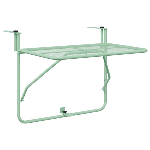 vidaXL Masă Suspendată pentru Balcon Verde mentă 60 x 39 x 65 cm Oțel