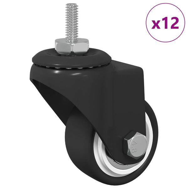 vidaXL Roată pivotantă 12 pcs Negru 40,4 x 40,4 x 19,7 mm