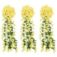 vidaXL Ghirlande de flori artificiale, 3 buc., galben, 85 cm