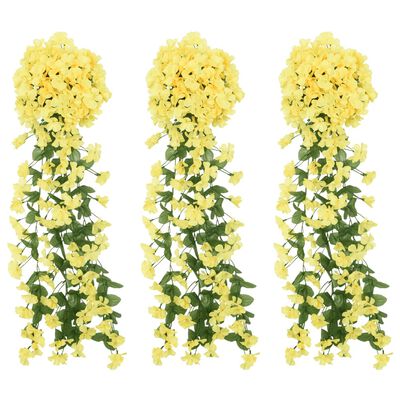 vidaXL Ghirlande de flori artificiale, 3 buc., galben, 85 cm