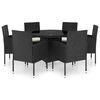 vidaXL Set mobilier de grădină, 7 piese, negru, poliratan