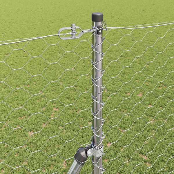 vidaXL Stâlp de gard. Argintiu 100 x 1,5 m (mesh de 50 mm) Oțel