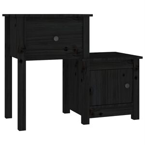 vidaXL Noptieră, negru, 79,5x38x65,5 cm, lemn masiv de pin