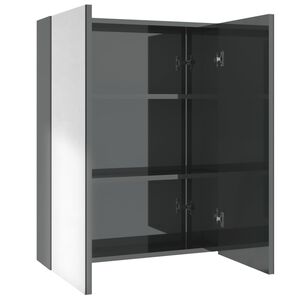 vidaXL Dulap de baie cu oglindă, gri strălucitor, 60x15x75 cm, MDF