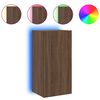 vidaXL Comodă TV de perete cu lumini LED, stejar maro, 40,5x35x80 cm
