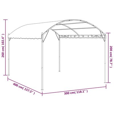 vidaXL Pavilion, gri taupe, 4x3x2,6 m, 180 g/m²
