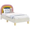 vidaXL Cadru de pat pentru copii cu spătar Crem 70 x 140 cm Catifea