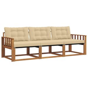 vidaXL Set de canapele de exterior cu pernă 3 pcs Natural și Bej