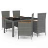 vidaXL Set mobilier de exterior cu perne, 5 piese, gri, poliratan