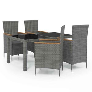 vidaXL Set mobilier de exterior cu perne, 5 piese, gri, poliratan