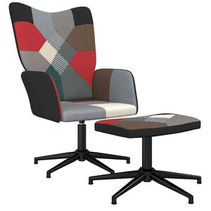 vidaXL Scaun de relaxare cu taburet, textil, petice
