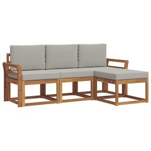 vidaXL Set de canapele de exterior 4 pcs Gri natural și deschis