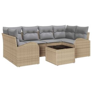 vidaXL Set de canapele pentru grădină 7 pcs Bej și gri poliratan