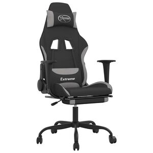 vidaXL Scaun de gaming cu suport picioare, negru/gri deschis, textil