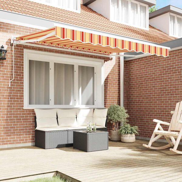 vidaXL Cortina Retractabilă Dungă Multicolor 350x200 cm țesătură