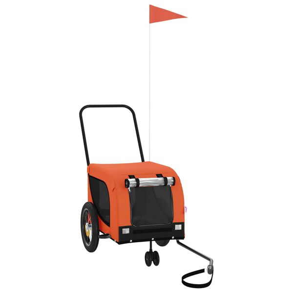 vidaXL Remorcă bicicletă animale companie portocaliu/negru oxford/fier