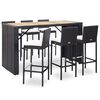 vidaXL Set mobilier bar exterior, cu perne, 7 piese, negru, poliratan