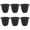 vidaXL Ghiveci rotund pentru flori 6 pcs Negru &Oslash; 26 x 21.5 cm Plastic