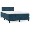 vidaXL Pat box spring cu saltea, albastru &icirc;nchis, 120x190 cm, catifea