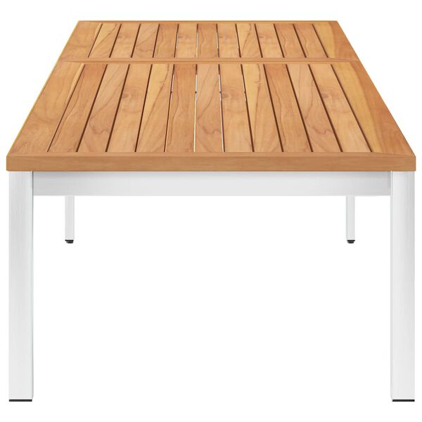 vidaXL Șezlong cu pernă, lemn masiv de tec și oțel inoxidabil