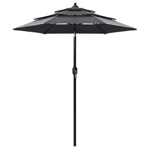 vidaXL Umbrelă de grădină 3 niveluri, st&acirc;lp aluminiu, antracit, 2 m