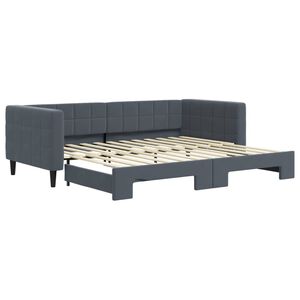 vidaXL Pat de zi cu extensie, gri &icirc;nchis, 90x200 cm, catifea
