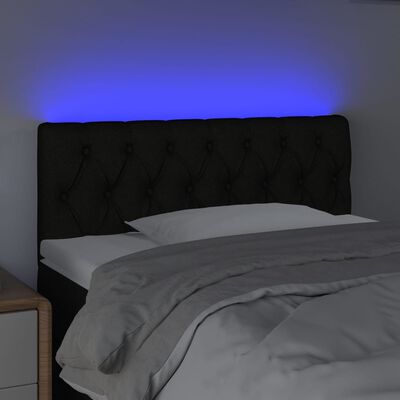 vidaXL Tăblie de pat cu LED, negru, 90x7x78/88 cm, textil