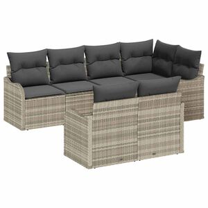 vidaXL Set de canapele pentru grădină 7 buc. Gri deschis Rattan poli