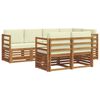 vidaXL Set de canapele de exterior 7 buc. Natural și Crem Poliester