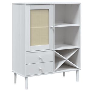 vidaXL Dulap &icirc;nalt SENJA aspect ratan alb, 90x40x112cm, lemn masiv pin