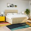 vidaXL Pat box spring cu saltea, crem, 200x200 cm, textil