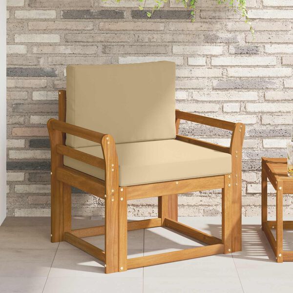 vidaXL Canapea de exterior Lemn de acacia solid și poliester natural