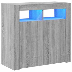 vidaXL Dulap cu lumini LED, gri sonoma, 80x35x75 cm
