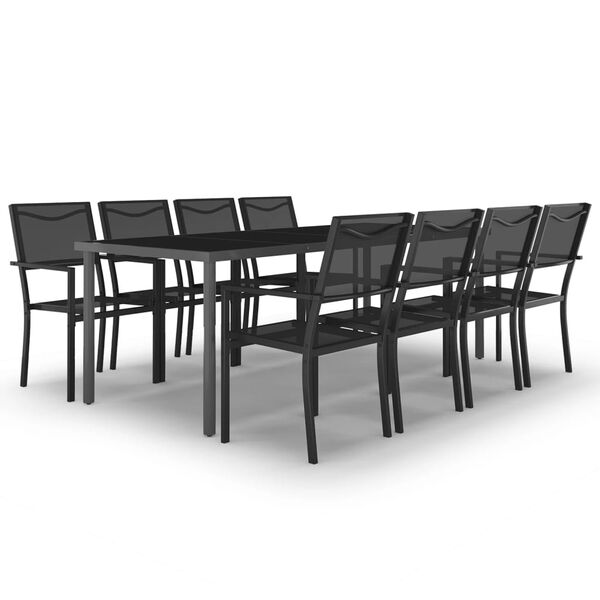vidaXL Set mobilier de exterior, 9 piese, oțel
