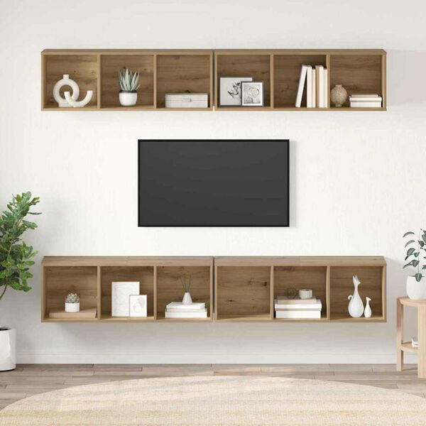 vidaXL Set comodă TV 4 pcs Stejar Artizanal 37 x 37 x 107,5 cm