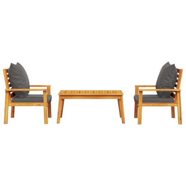 vidaXL Set mobilier de grădină cu perne, 3 piese, lemn masiv acacia