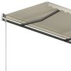 vidaXL Copertină retractabilă manual cu st&acirc;lpi, crem, 3x2,5 m
