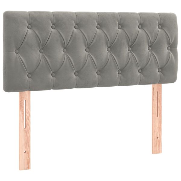 vidaXL Tăblie de pat cu LED, gri deschis, 90x7x78/88 cm, catifea