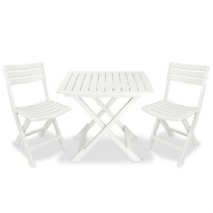 vidaXL Set mobilier bistro pliabil, 3 piese, alb, plastic