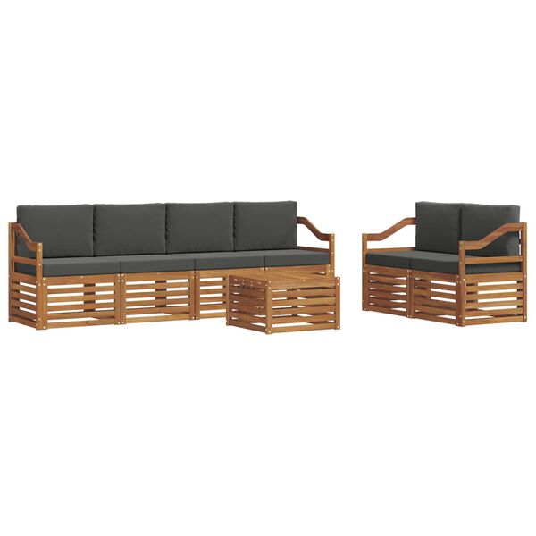 vidaXL Set de canapele de exterior cu pernă 7 pcs Natural și Antracit